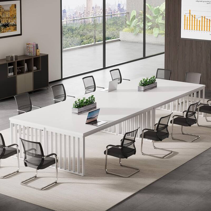 6.56 ft Industrial Conference Table, Rectangular Meeting Table for Seminar, Business & Negotiation