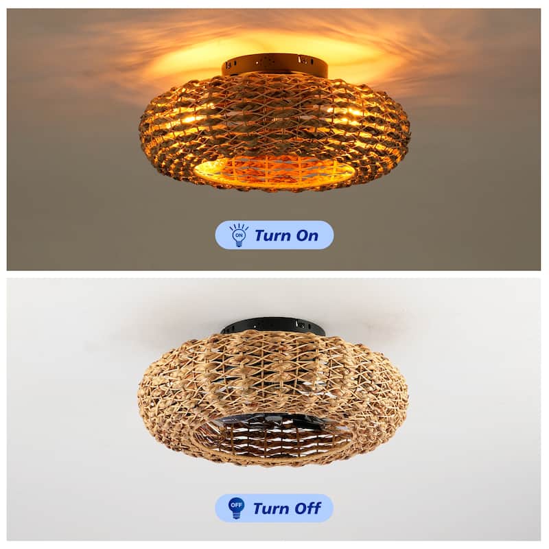 19.6" Bamboo Ceiling Fan With Remote Control