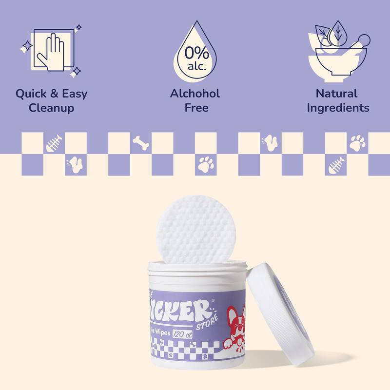 Dog Eye and Tear Stain Hypoallergenic Wipes with Extracts of Chamomile and Oat Kernel (120 Count) - 1-Pack - 120 Count