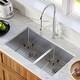 preview thumbnail 1 of 7, Karran Elite Undermount Stainless Steel 32 in. 16-Gauge Double Bowl 60/40 Kitchen Sink Kit