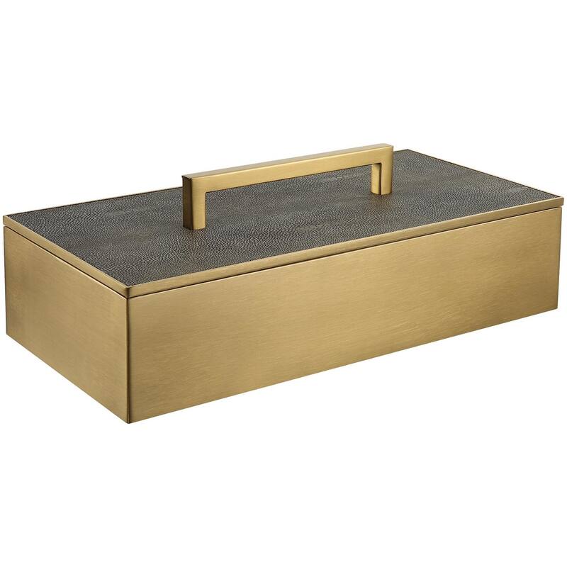 Uttermost 18111 Wessex 4-3/4" Tall MDF and Metal Boxes - Brass / Gray