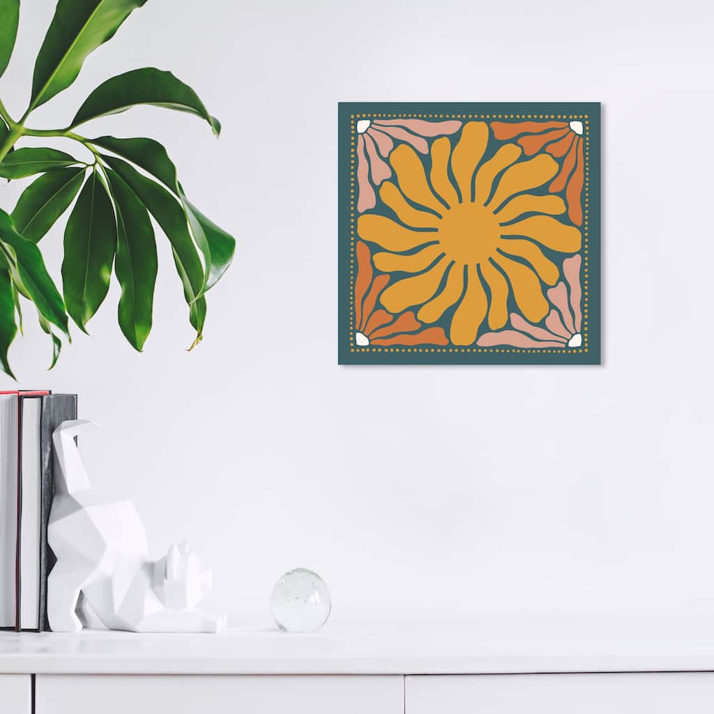 Wynwood Studio Canvas Abstract Felt Sun Petals Gold and Ochre Modern & Contemporary Wall Art Canvas Print