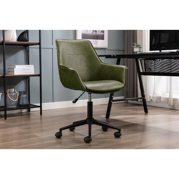 slide 2 of 26, Porthos Home Jamar PU Leather Office Chair with Metal Roller Base
