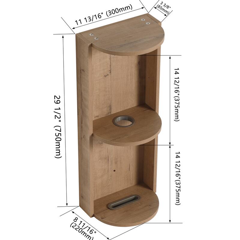 Wall Mounted Cabinet Floating Side Cabinet with Towel Shelf, Modern Storage Rack with 3 Adjustable Shelves
