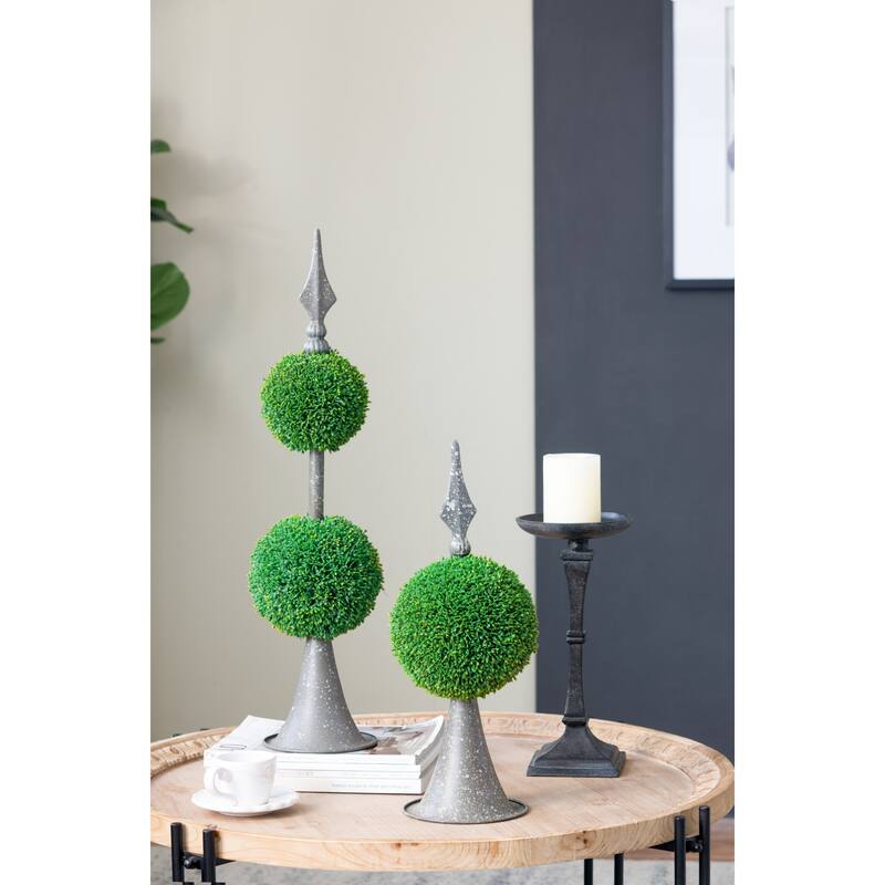 Artificial Boxwood Topiary Ball in Pot Ready to Use Home and Garden Decor - Green