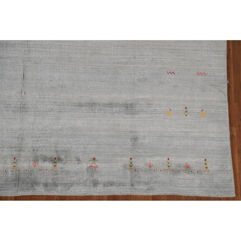 Indian Gabbeh Area Rug Handmade Wool Carpet - 8'1"x 9'9"