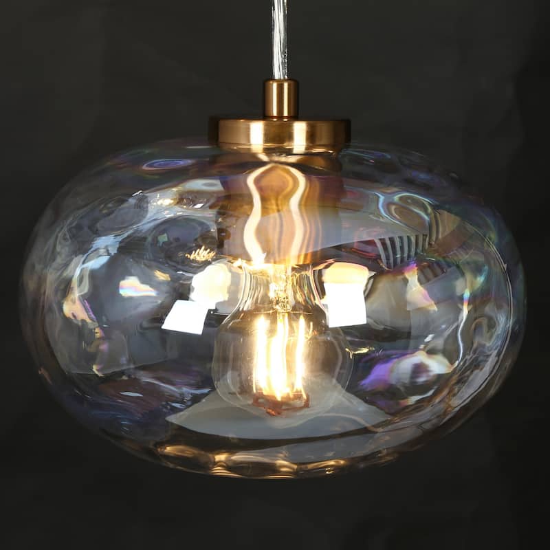 Modern 3-Light Gold Cluster Chandelier Textured Glass Island Pendant Light for Dining Room - D18.5" x H66" Max