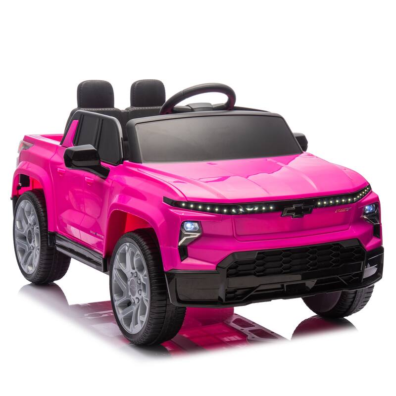 24V Licensed Chevrolet Silverado EV Ride-On Car for Kids with Slow Start, LED Lights, Bluetooth, USB, MP3, and Remote Control