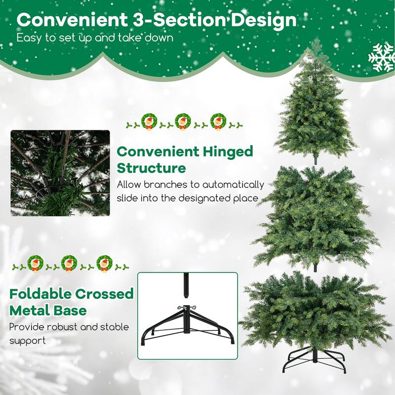 Gymax 6 FT Artificial Xmas Tree w/ 721 PE PVC Branch Tips & Folding