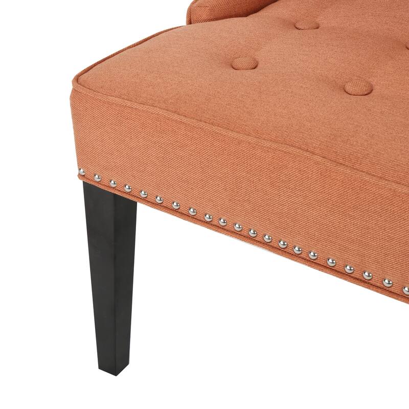 Orange Modern 28" Accent Chair with Button Tufted Waffle Stitching and Nailheads