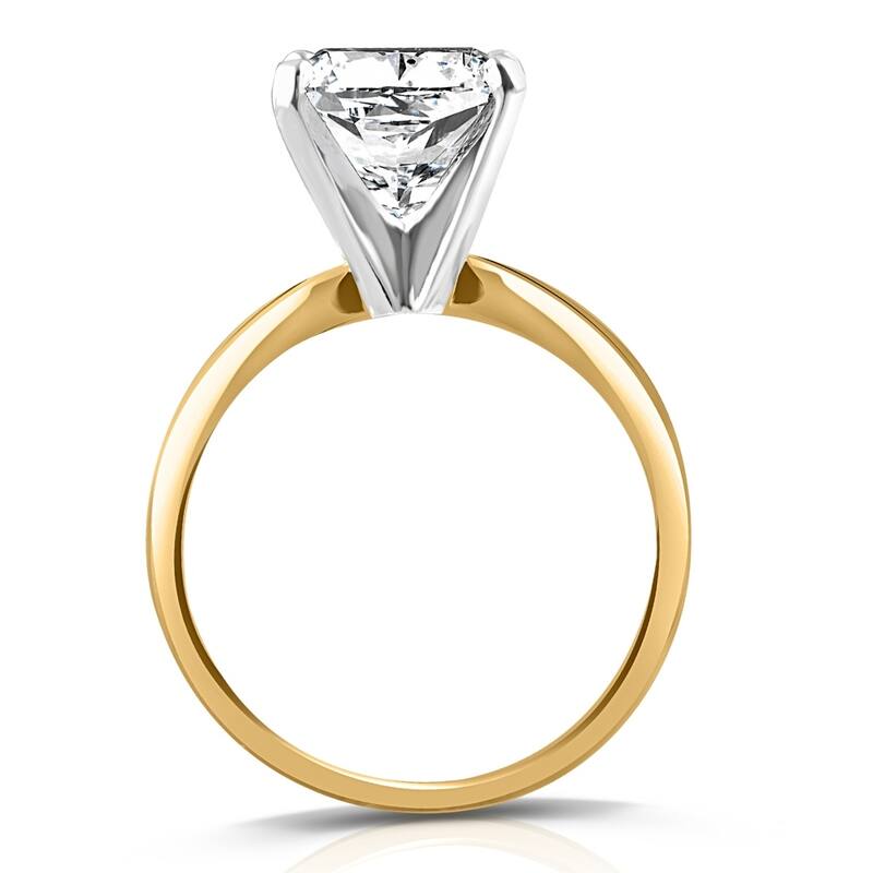 5Ct Two Tone Certified Lab Grown Cushion Diamond Engagement Ring