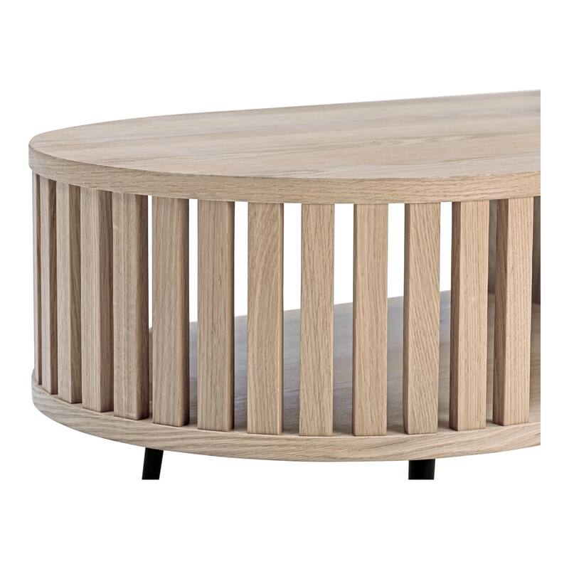 NADAAL STUDIOS Jules, Coffee Table Oval Solid Oak with Steel Legs, Natural