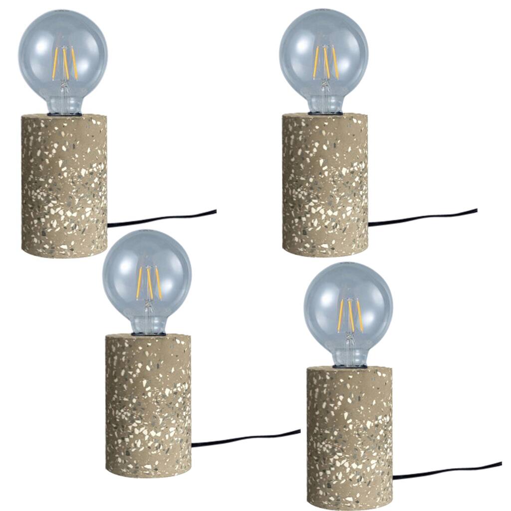 Cement Column Lamp with Edison Bulb and Speckles, Set of 4, Dark Gray