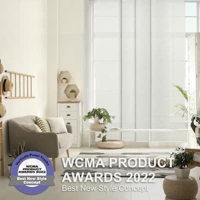 GoDear Design Light Filtering Natural Woven Adjustable Sliding Panel Track, Vertical Blinds, Minimalist, 45.8"- 86" W x 96" L