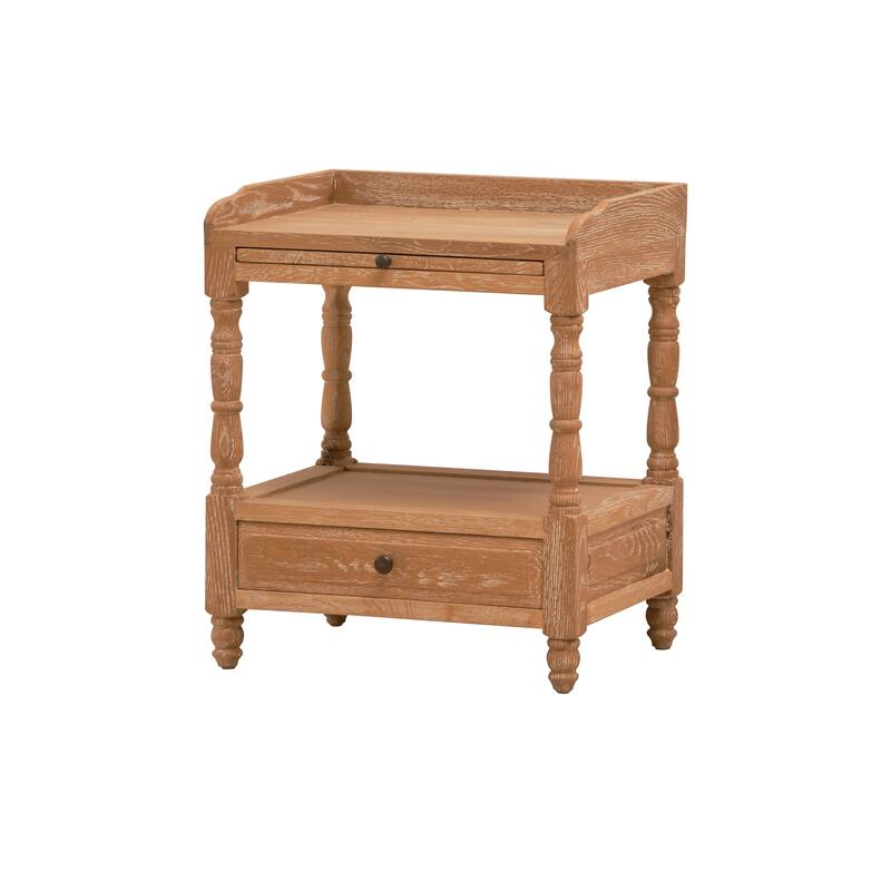 VredHom Oak Shelves Nightstand with 2 Drawers