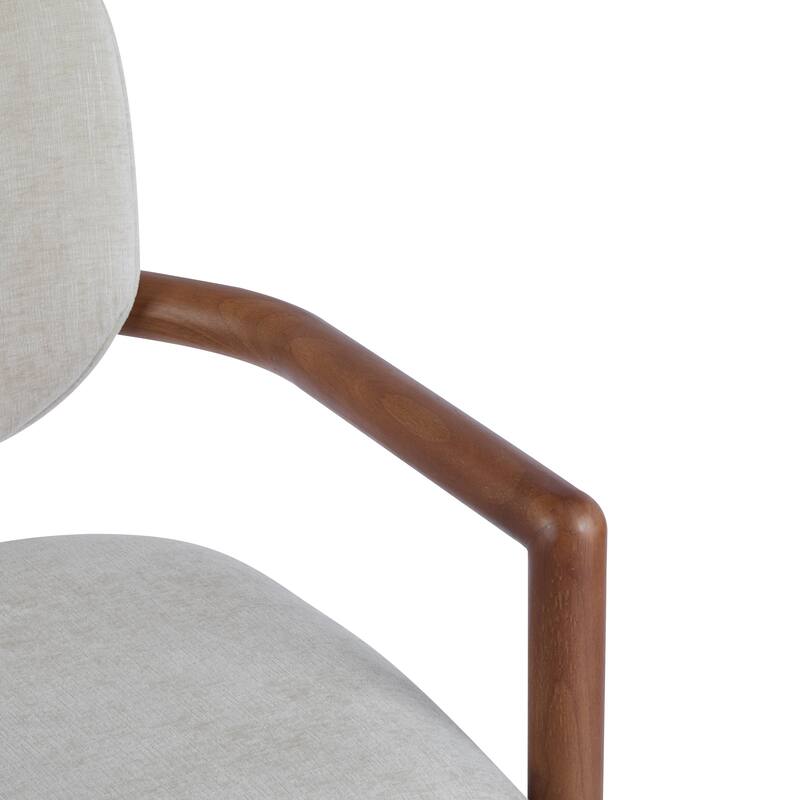 Dining Chairs Set of 2 Upholstered Arm Chairs, Modern Fabric Accent Chairs with Rubber Wood Legs