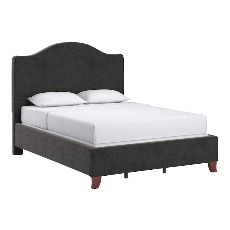 Winchester Upholstered Queen Bed with Curved Headboard by iNSPIRE Q Classic - Black