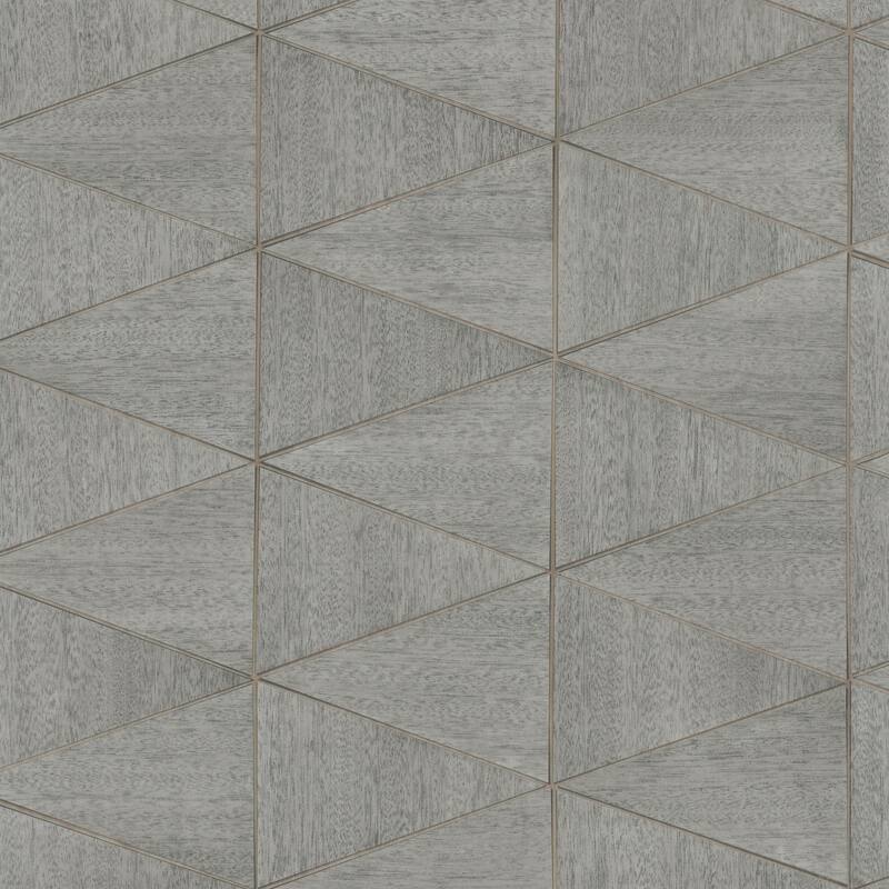 Galerie Wallcoverings Woods and Wicker Collection Triangular Wood Tile Matte Finish Vinyl on Non-woven Wallpaper Roll - 33-feet long x 21-inches wide - Grey