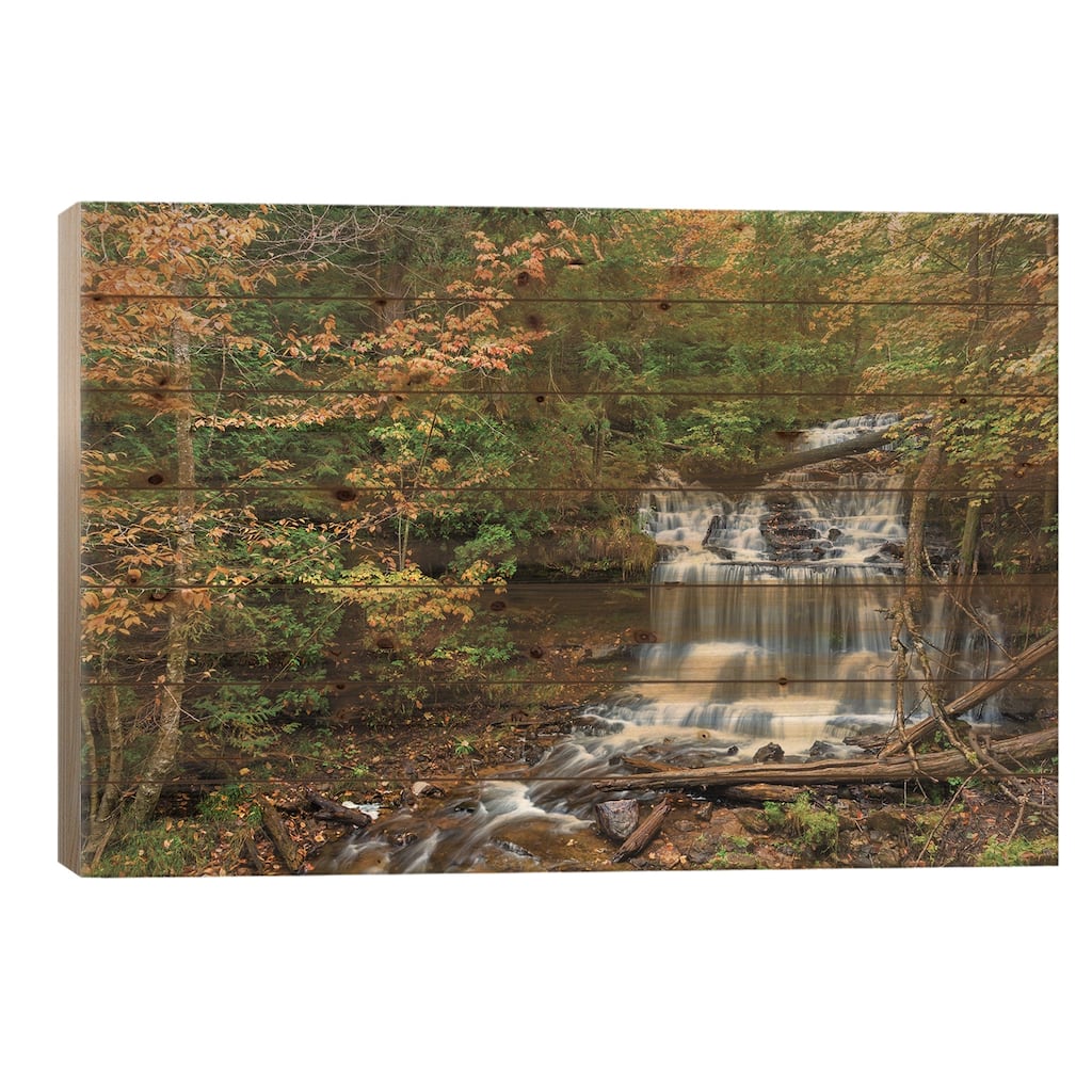 Michigan, Munising. Wagner Falls Print On Wood by Jamie & Judy Wild - Multi-Color