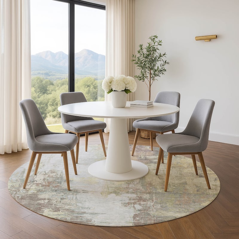 Premium Washable Super Soft Abstract Brushstroke Mayfield Rug - Tan - 8' x 8'