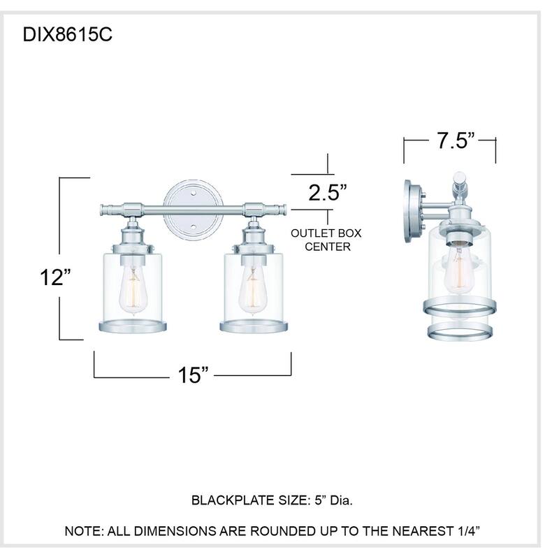 Dixie 2-Light Polished Chrome Vanity Light