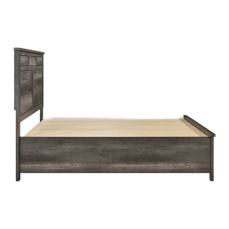 Queen Size Wood Platform Bed with Storage Footboard - Traditional Design