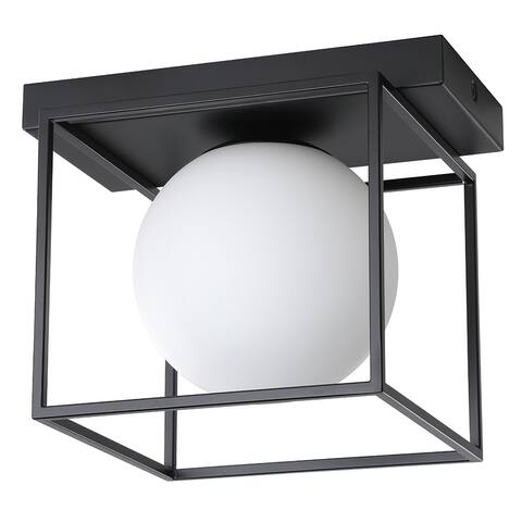Grayson - 1-Light Ceiling Light - Matte Black Finish and White Glass Shade