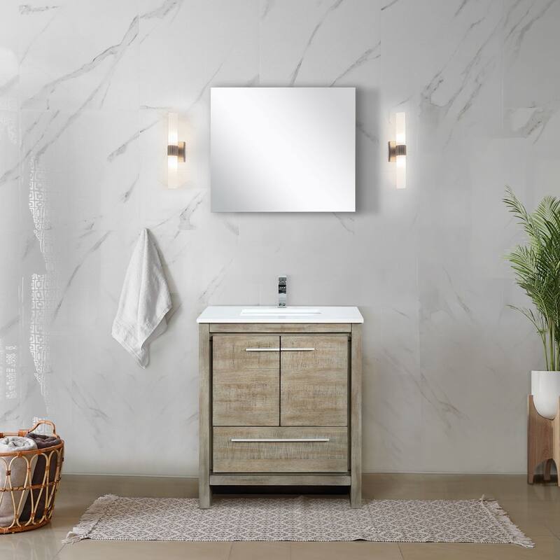 Lafarre 24 in W x 20 in D Rustic Acacia Bath Vanity, Cultured Marble Top and 18 in Mirror