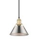 preview thumbnail 2 of 0, Yep by Golden Lighting Orwell 1-light 8in Pendant in Brushed Champagne Brass and Pewter shade - Gold