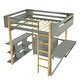 preview thumbnail 11 of 17, Full Size Wood Loft Bed With Cabinet and Cubes, Foldable desk, Grey