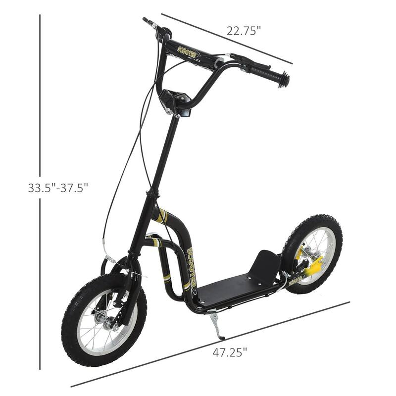 Steel Aluminum Kids Scooter with Adjustable Height Handle - 47.25"L x 22.75"W x 33.5"-37.5"H