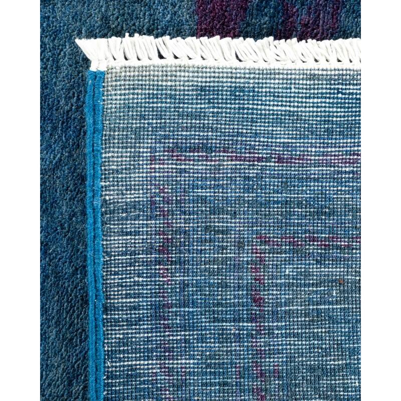 Overton Hand Knotted Wool Vintage Inspired Modern Contemporary Overdyed Navy Area Rug - 8' 0" x 10' 0"