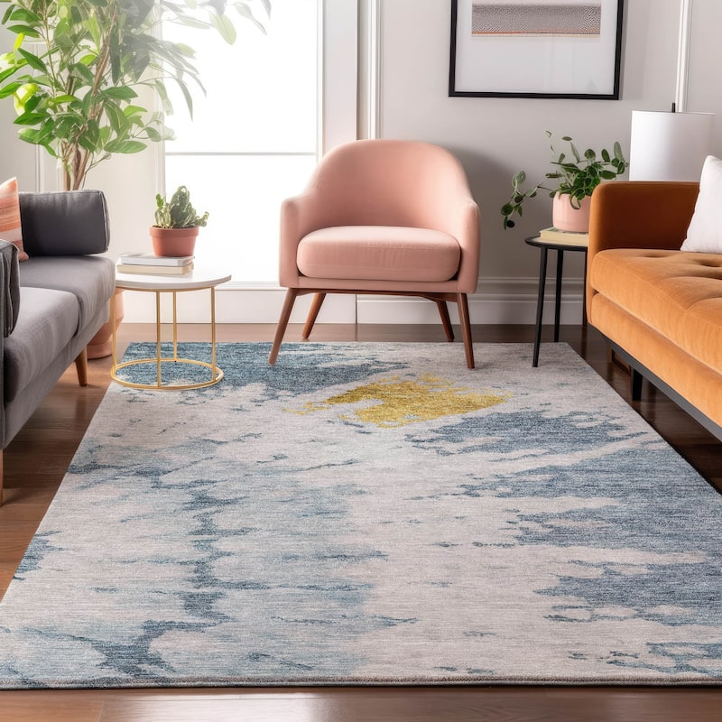 Premium Washable Super Soft Modern Spiral Mayfield Rug - Blue - 2' 6" x 3' 10" - Rectangle