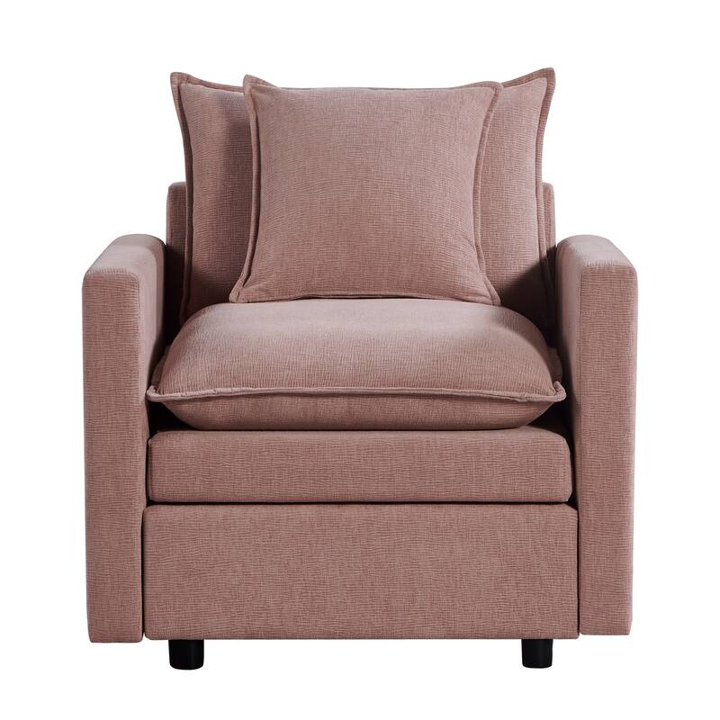 Chenille Fabric Upholstered Reading Armchair Comfy Deep Single Seat Sofa Living Room