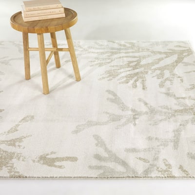 Kell Coastal Coral Print Area Rug