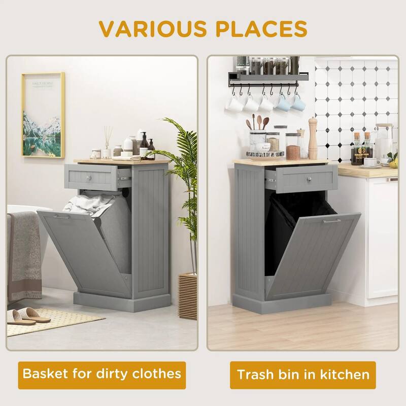 Kitchen Tilt Out Trash Bin Cabinet Free Standing Recycling Trash