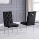 preview thumbnail 5 of 14, Best Quality Furniture Velvet Button Tufted Side Chairs with Chrome Base- Set of 2 Black