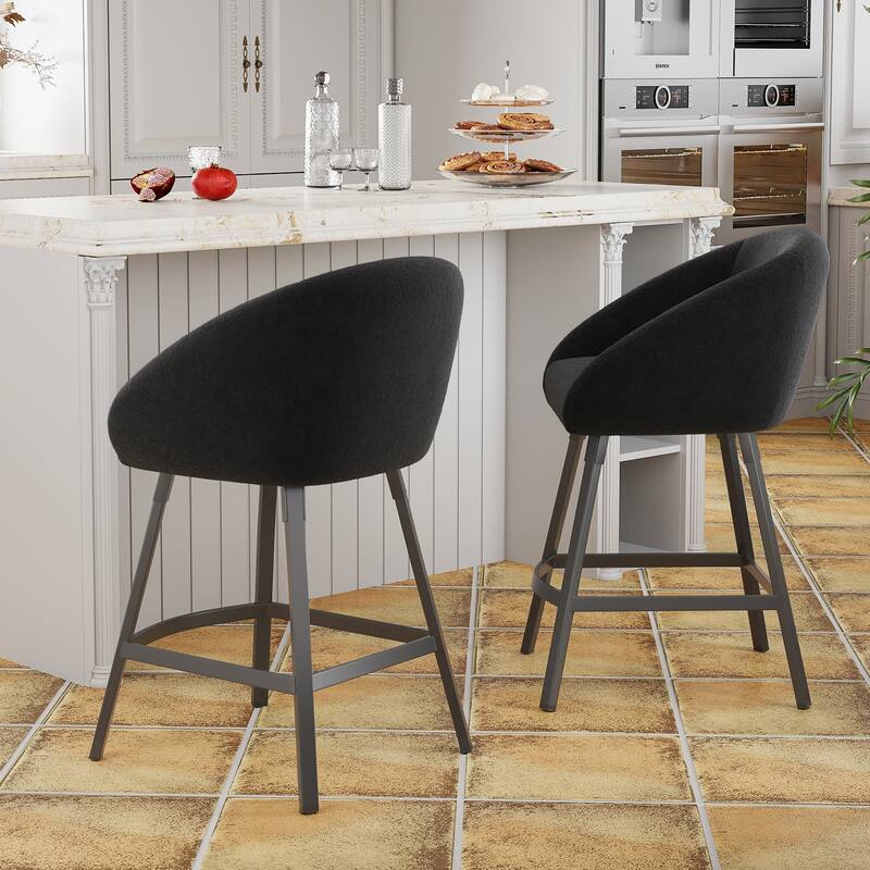 Bar Stools Set of 2,Upholstered Bar Stool with Back, 27 inch Height Counter Height Barstools for Home Kitchen Island
