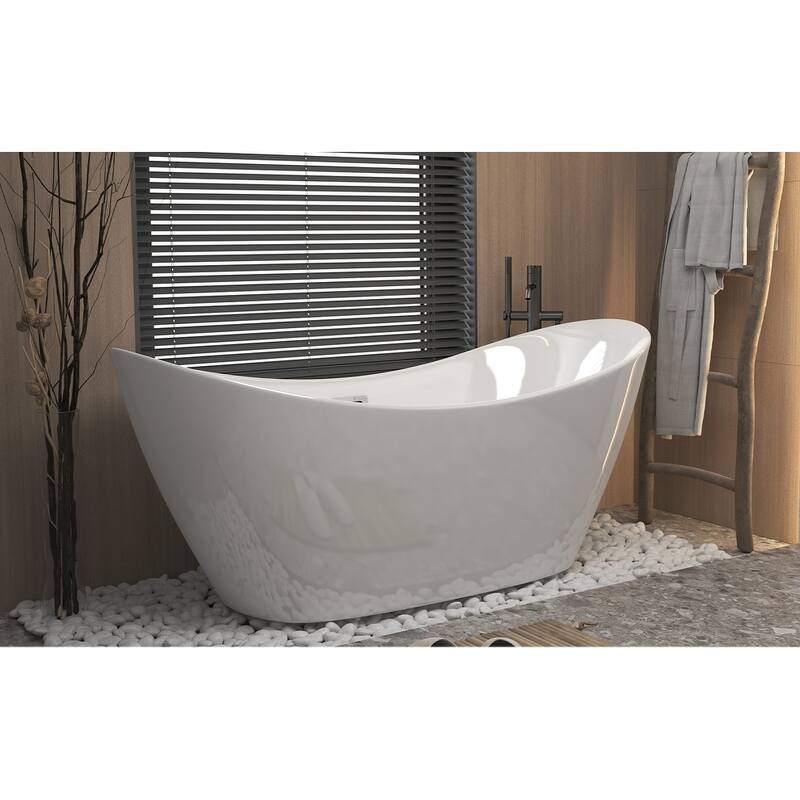 GDFStudio - Juliette Modern Freestanding Soaking Tub with Ergonomic Spa-Style Comfort - 59 "Acrylic freestanding tub