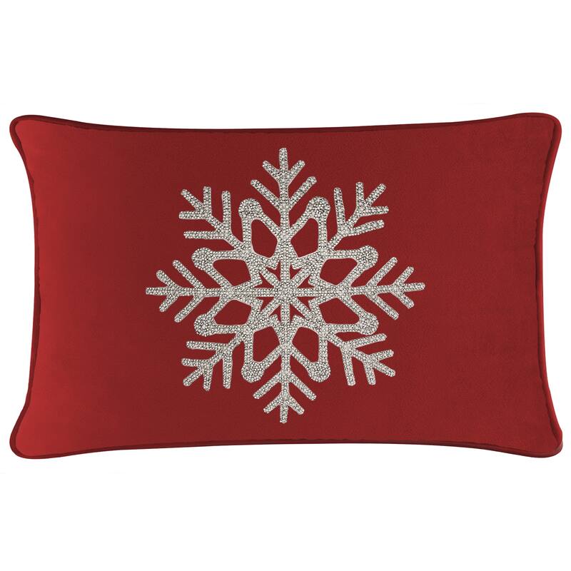 Sparkles Home Rhinestone Snowflake Pillow - Red - 14 x 14