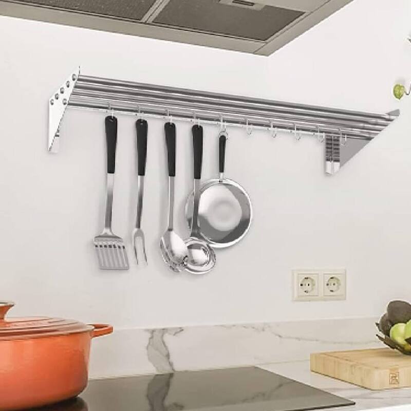 2 Pack Stainless Steel Hanging Rack with Hooks