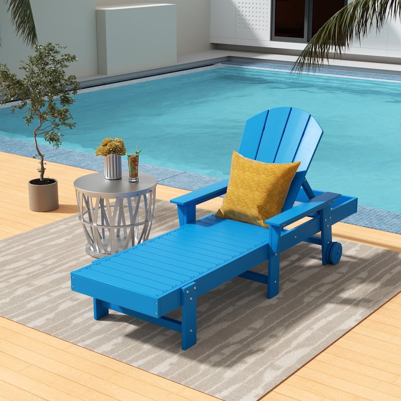 Laguna Hdpe All Weather Outdoor Patio Pool Reclining Chaise Lounge With Arms And Wheels