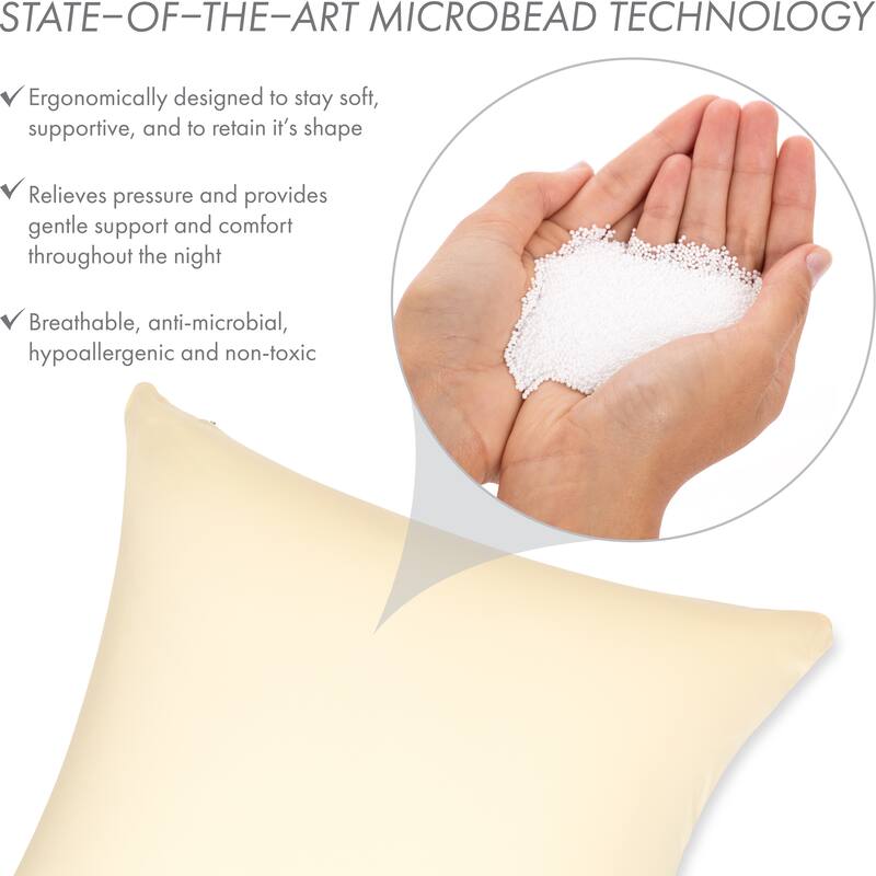Throw Pillow Cozy Soft Microbead Off White Creme: 1 Pc