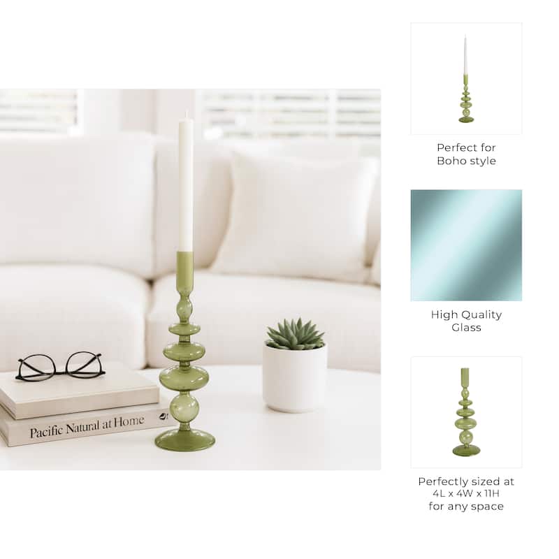 Sculptural Glass Candle Holder with Rounded Accent Base - Modern Tabletop Candle Holder for Any Room