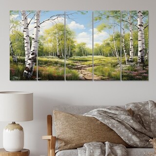 Designart "Birch Woods Spring Awakening III" Tree Birch Multipanel Wall ...