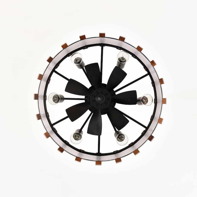Drevmore Fabric and Wood Lighted Ceiling Fan Fandelier - Brown