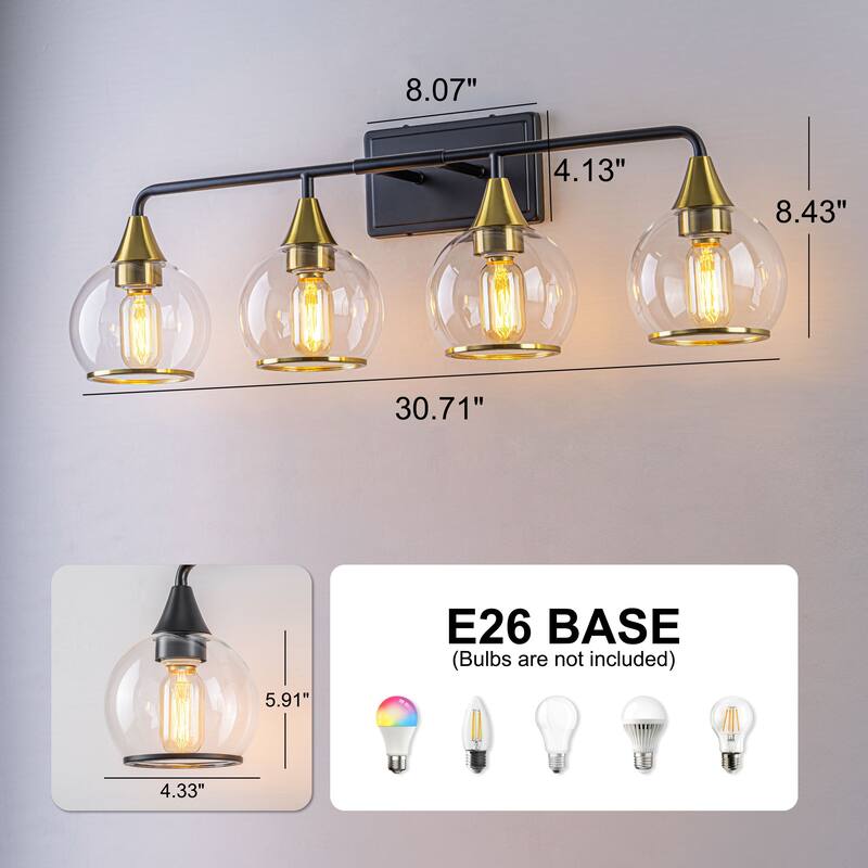 Starsky 3/4 Lights Modern Vanity Light Clear Globe Glass Shades