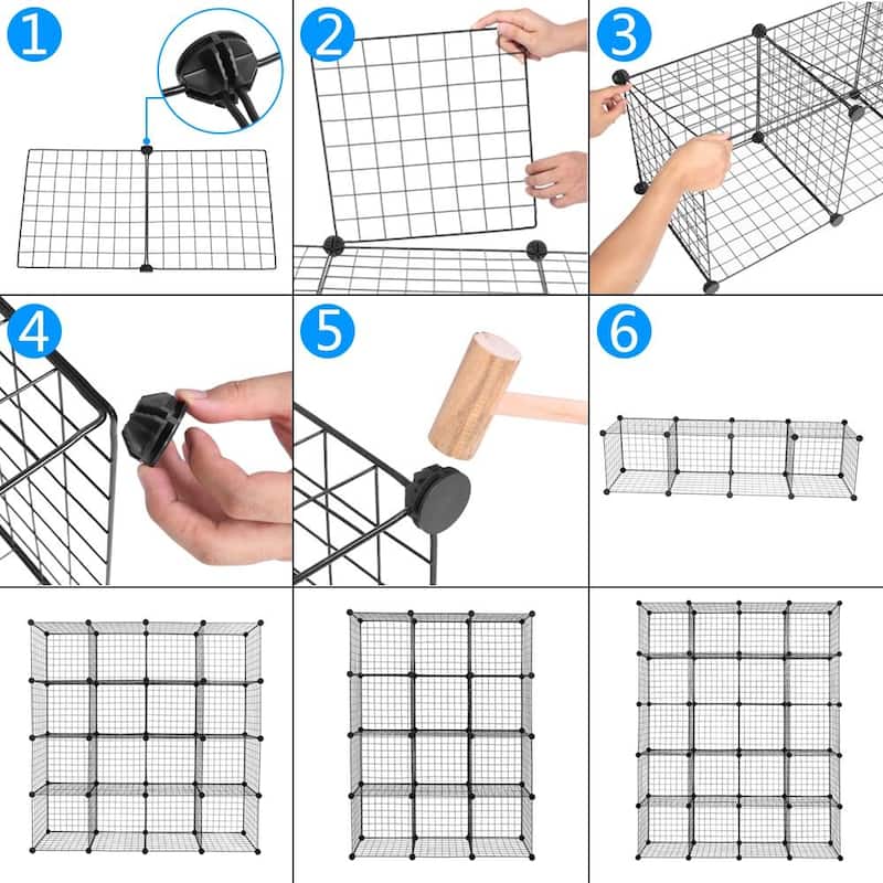 16 Cube Wire Grid Organizer,Multi Use DIY Bookcase - On Sale - Bed