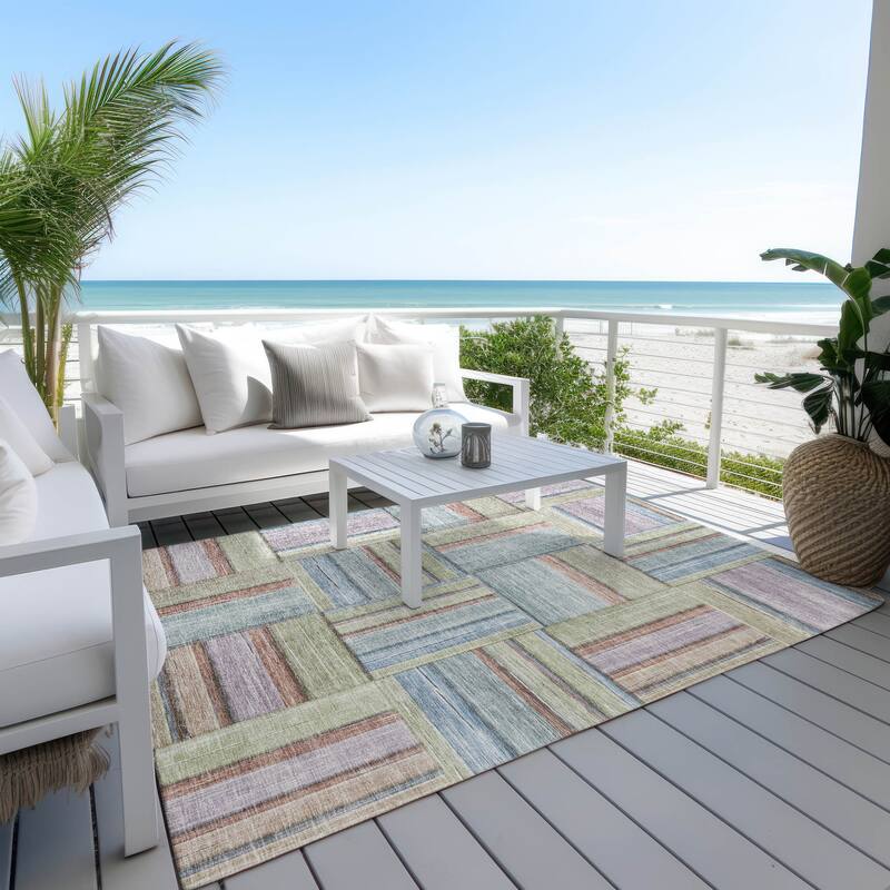 Machine Washable Indoor/ Outdoor Modern Weave Chantille Rug