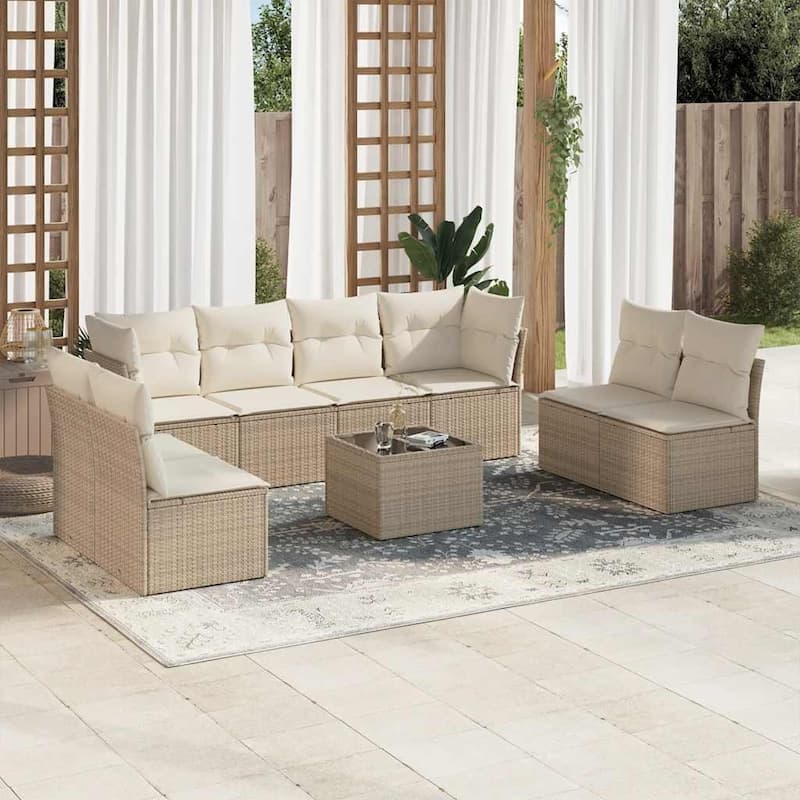 vidaXL Garden Sofa Set Beige - 21.7 x 21.7 x 14.6